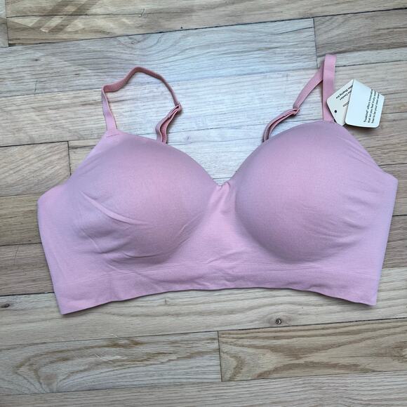 NEW TrueKind Women's L Supportive Comfort Wireless Shaping Bra Pink T Shirt - Picture 1 of 9
